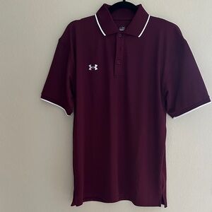 Under Armour Men's Burgundy Polo Shirt with White Accents NWOT